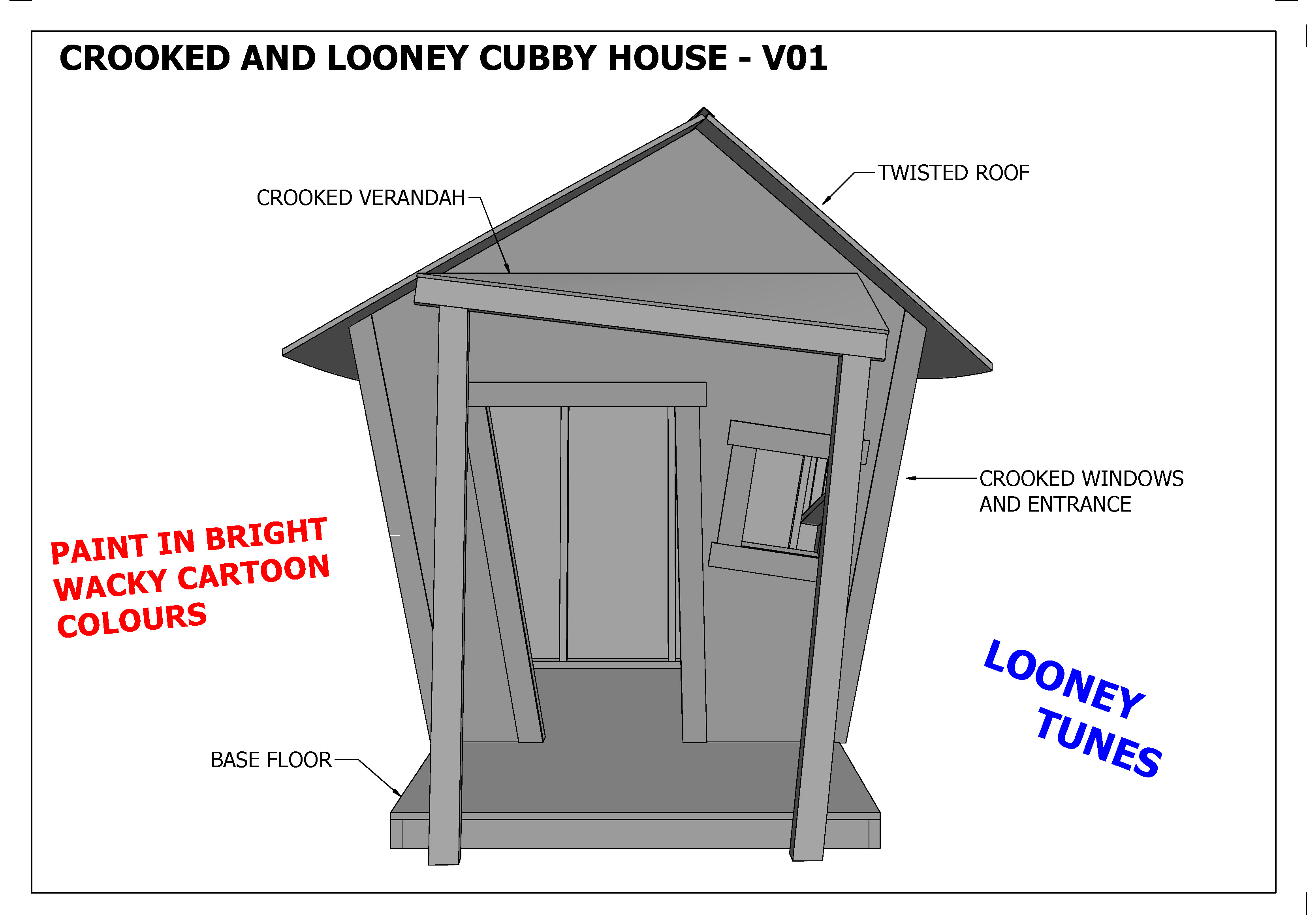 crooked-cubby-house-play-house-v05-building-plans-looney-tunes-design-ebay